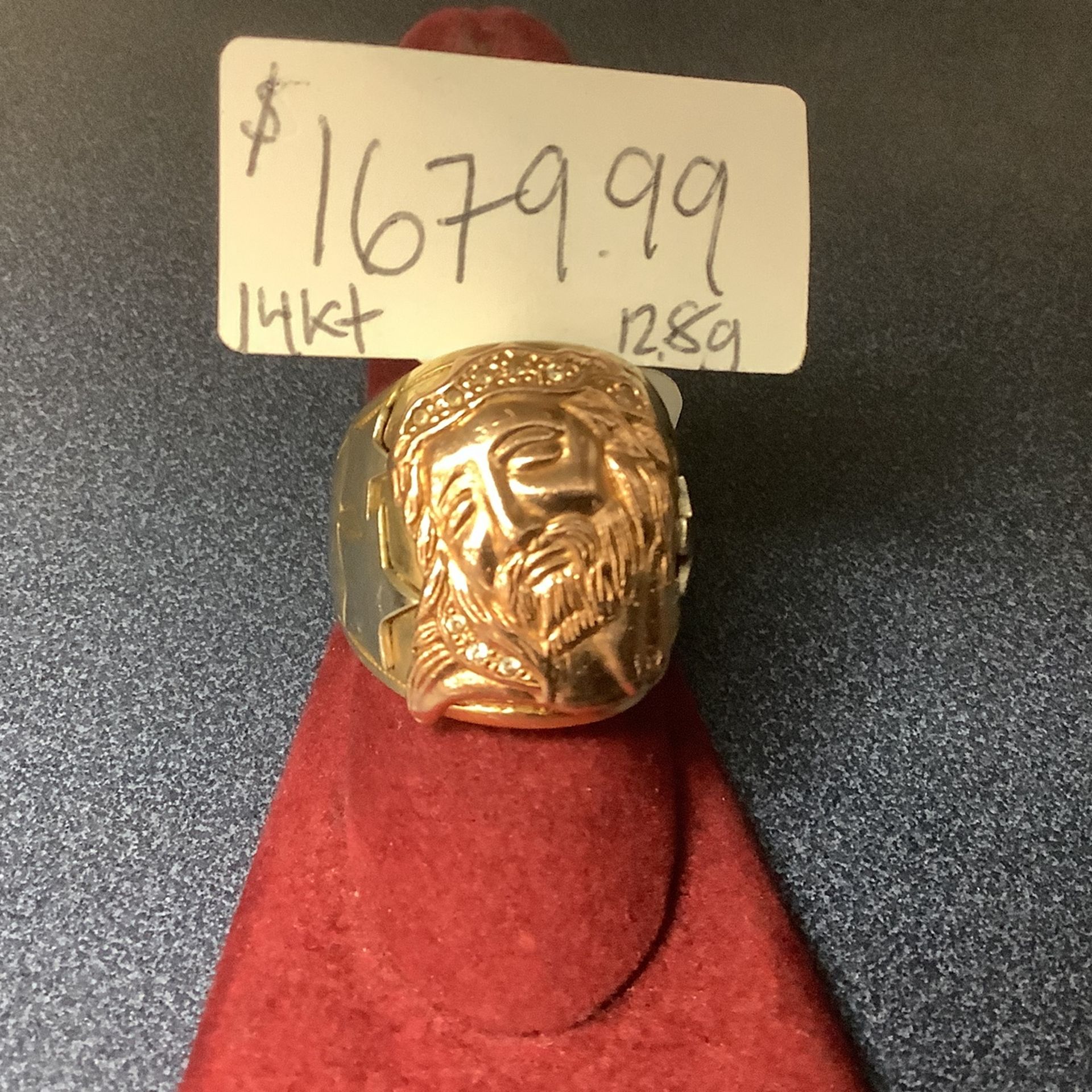 14K Two-Tone JESUS CHRIST Ring, 12.8g