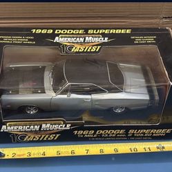 American Muscle 1969 Dodge Superbee 1:18 Scale Diecast New Silver 10 Fastest New