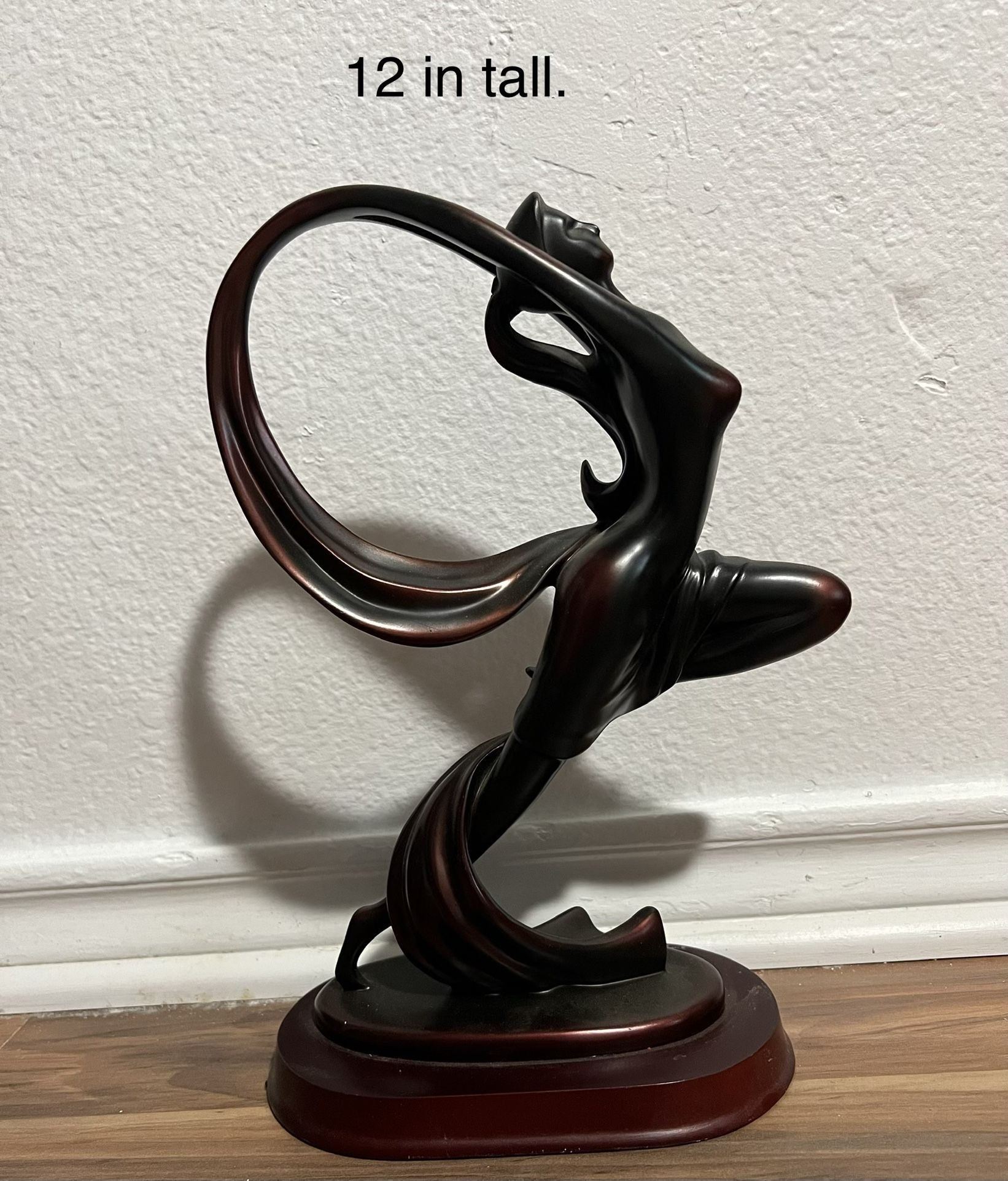 Herco Gift Professional Bronze Woman Dancer 12” Tall Sculture Figurine Wood Base
