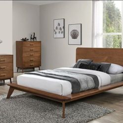 Brand New Walnut 4pc Queen Bedroom Set (Available In Eastern King)