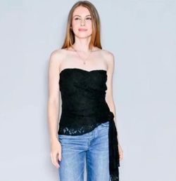 NWT $120 Anthropologie x Mare Mare Black Corseted Lace Adjustable Hem Tube Top M