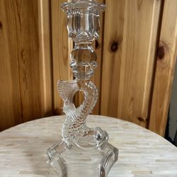 Vintage Crystal Koi Candlestick/9” Tall