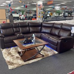 Beautiful Manual Reclining Sectional With LED Lighting 😱Available In Black & Grey $999