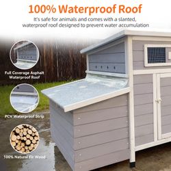 Large Wooden Chicken Coop Outdoor Hen House Poultry Cage for Outdoor with 2 Sides Nesting Boxes