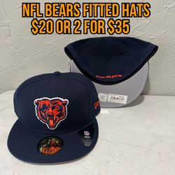 NFL New Era Chicago Bears Blue 59fifty Fitted Hats Size 7 1/8, 7 3/8 And 7 1/2 