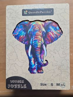 QuordlePuzzles Wooden Elephant Puzzle Large