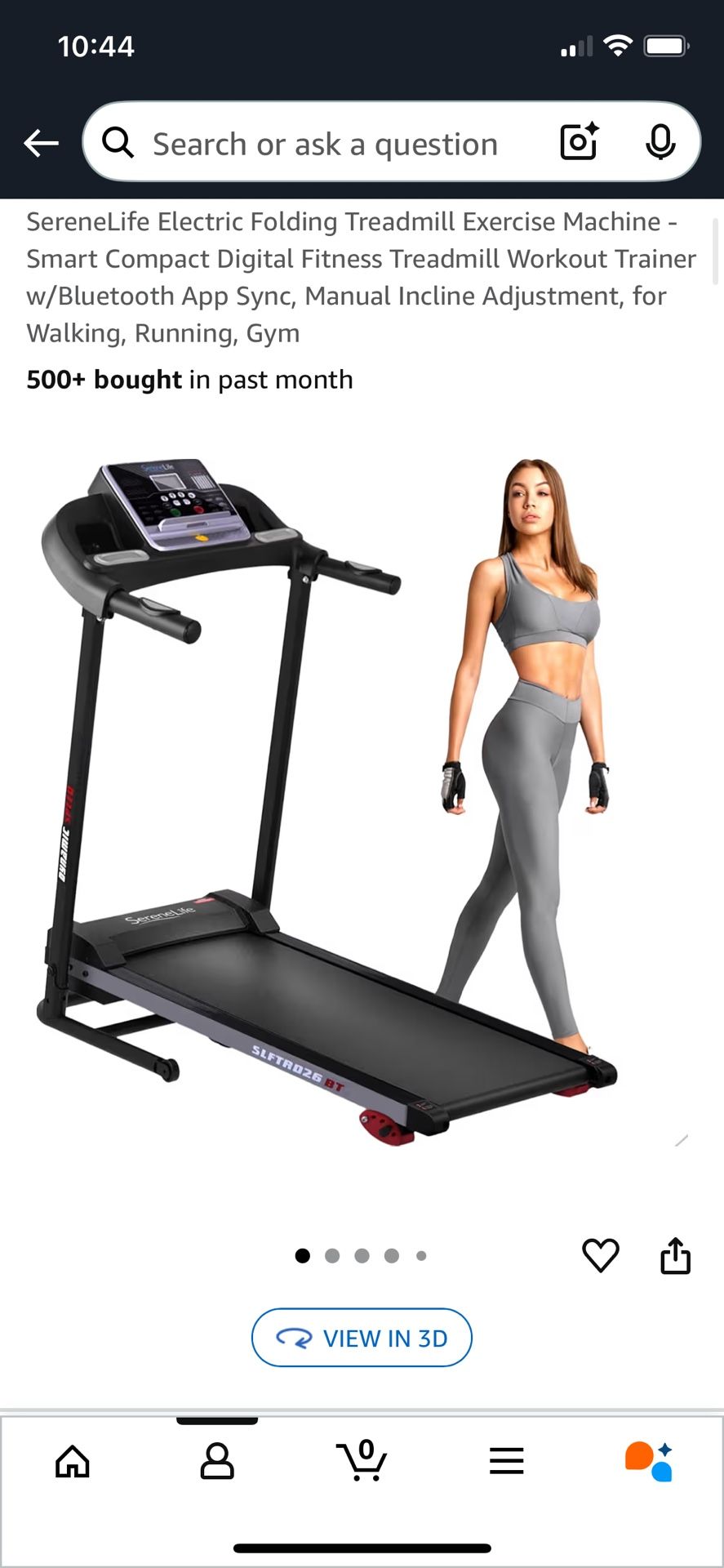 SereneLife Electric Folding Treadmill Exercise Machine - Smart Compact Digital Fitness Treadmill Workout Trainer w/Bluetooth App Sync, Manual Incline