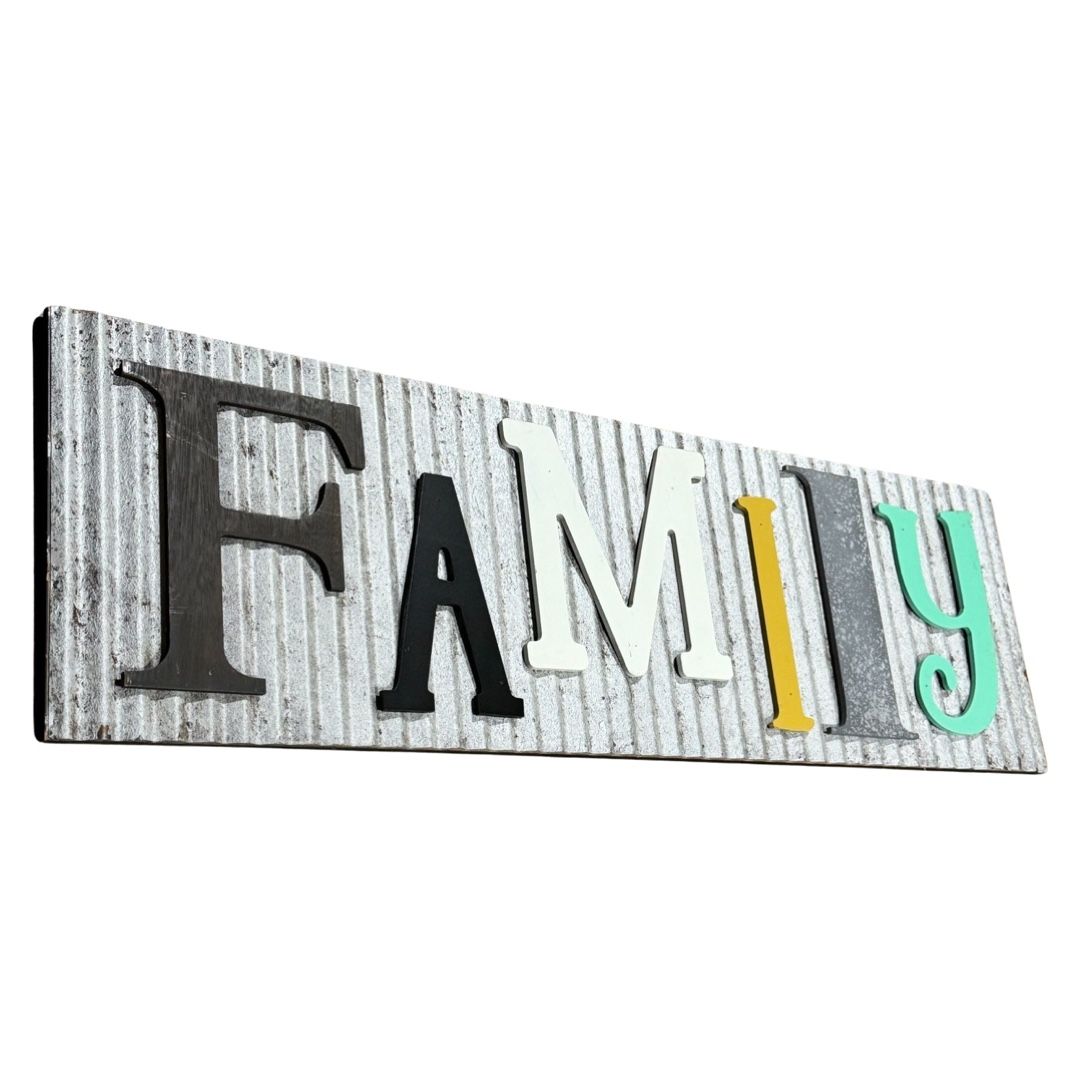 Rustic Farmhouse “FAMILY” Galvanized Metal Wall Decor Wall Mount Ready