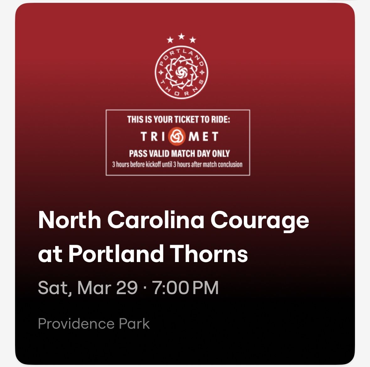 4 Tickets To Thorns Vs North Carolina 3/29