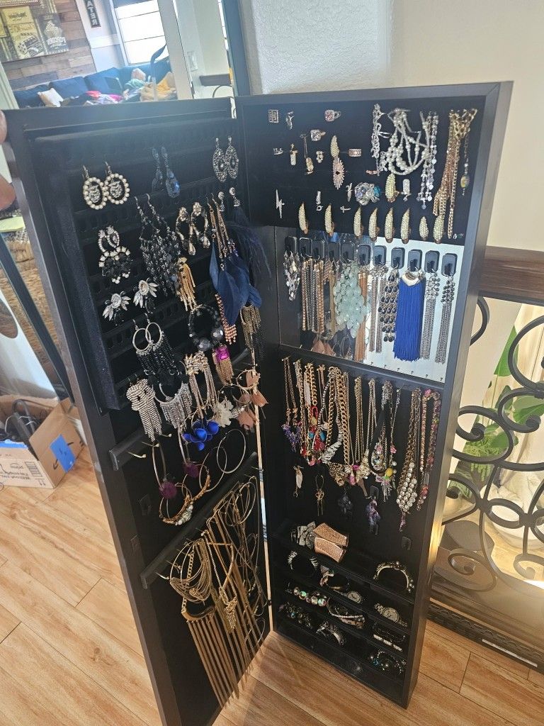 Mirror Jewelry Cabinet Armoire Organizer Wall