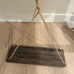 Wall Hanging Storage Rack,Wooden Floating Shelves with Hanging Ring,Farmhouse Rustic Wall Hanger Shelf Holder for Indoor Outdoor Use