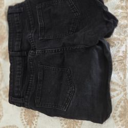 Black high-waisted denim shorts