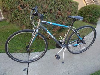 700c Blue Silver Brevia Forge Aluminum 21 Speed Hybrid Bike Bicycle City Street Shimano Quick Release Wheel 1