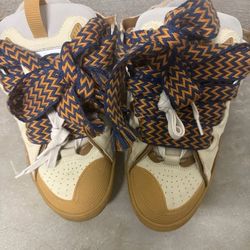 Auth Lanvin Leather Curb Sneaker 