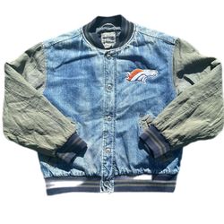 Vintage Rare 1990s Denver Broncos Denim Jean Jacket Size M