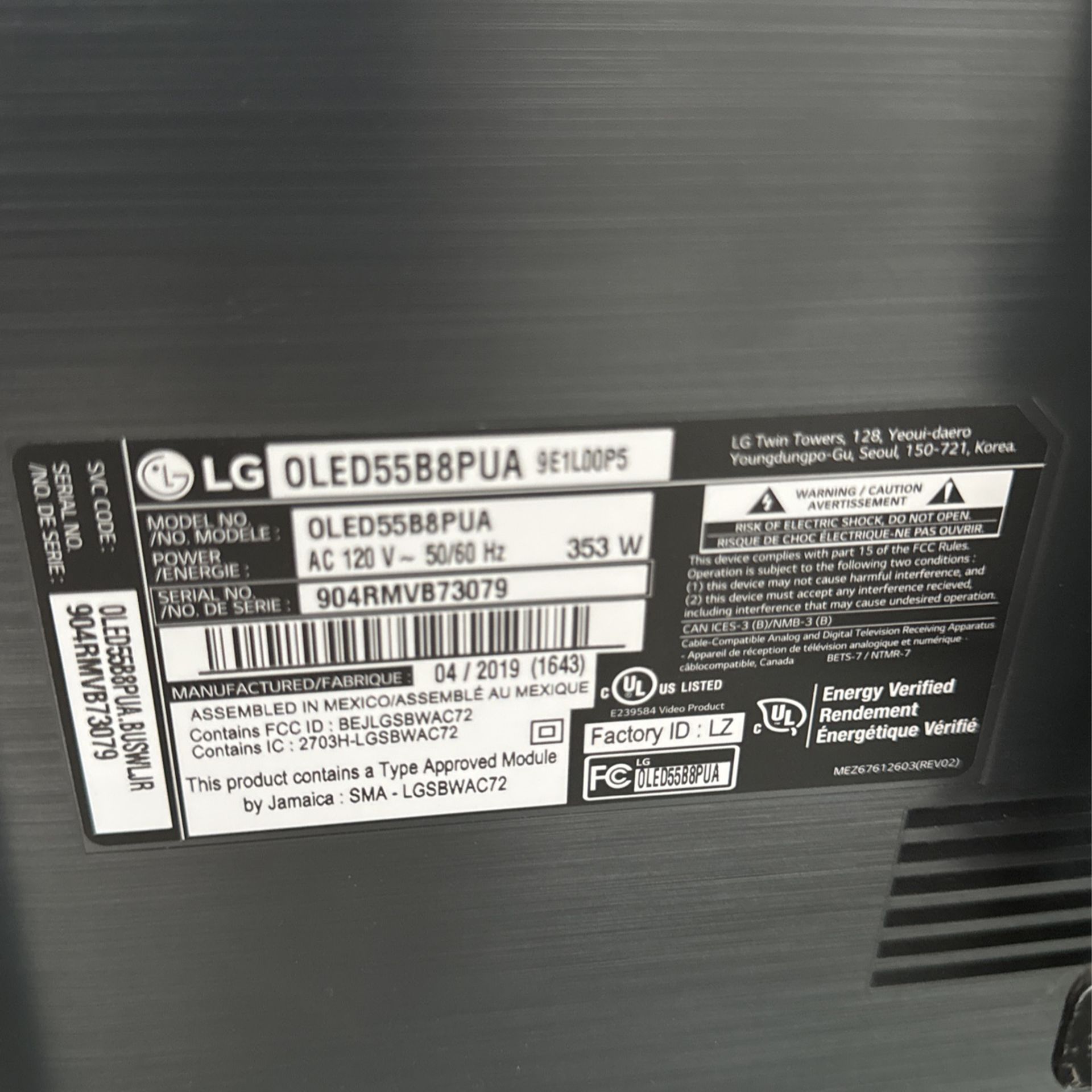 LG 55 Inch OLED SMART TV 