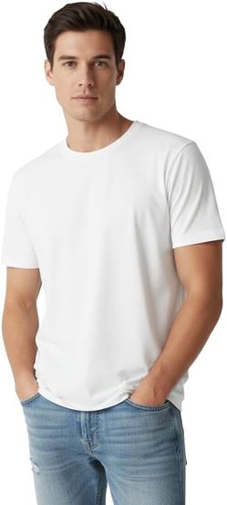 Men’s 100% Cotton T-Shirt, Crew Neck Soft Premium Regular Fit Tee, Plain Short Sleeve Comfort Fit Tees for Men