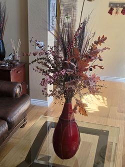 Autumn Flower Display in Bamboo Vase.