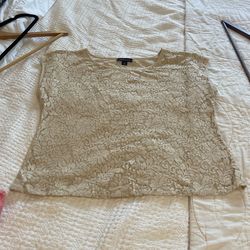 Soft Lace Buff Color/light Tan Woman’s Shirt Trouvé Size m