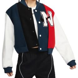 NWT Nike x Yoon Ahn Oversized Wool-Leather Varsity Bomber Jacket (Size M)