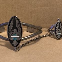 G&S 85 86 Silver Turquoise Navajo Bracelet Ring PRICE LOWERED   NEED TO BUY FOOD!!!