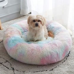 Multi-colored Dog Or Cat Donut Bed