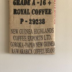 Framed Burlap Coffee Bag New Guinea