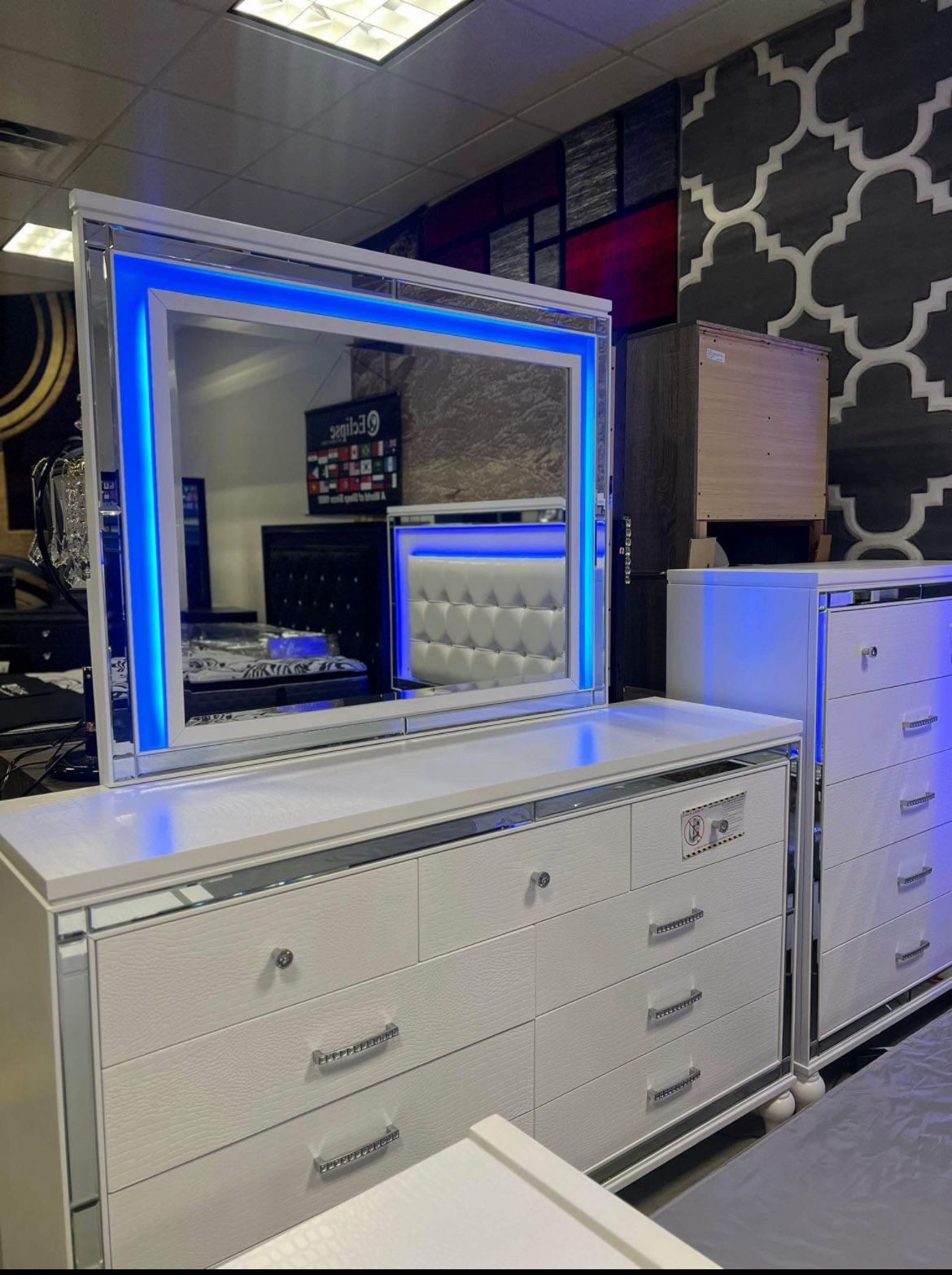 LED Lights , Bedroom Set , Nightstands, Dresser ,