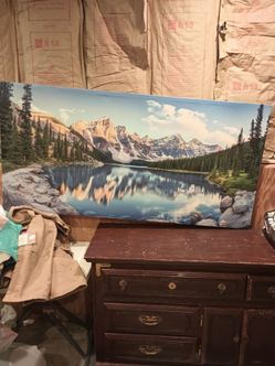 Large Mountain Lake Panoramic Canvas Print