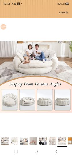Round Oversized Sofa in Beige