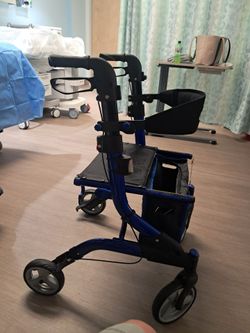 Blue 4-Wheel Rollator Walker with Seat