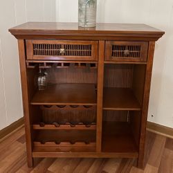 BEAUTIFUL “SOLID WOOD” WINE CABINET in a Cherry Wood Stain   