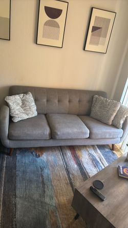 2 midcentury modern style sofa: Bobs Furniture and Walmart