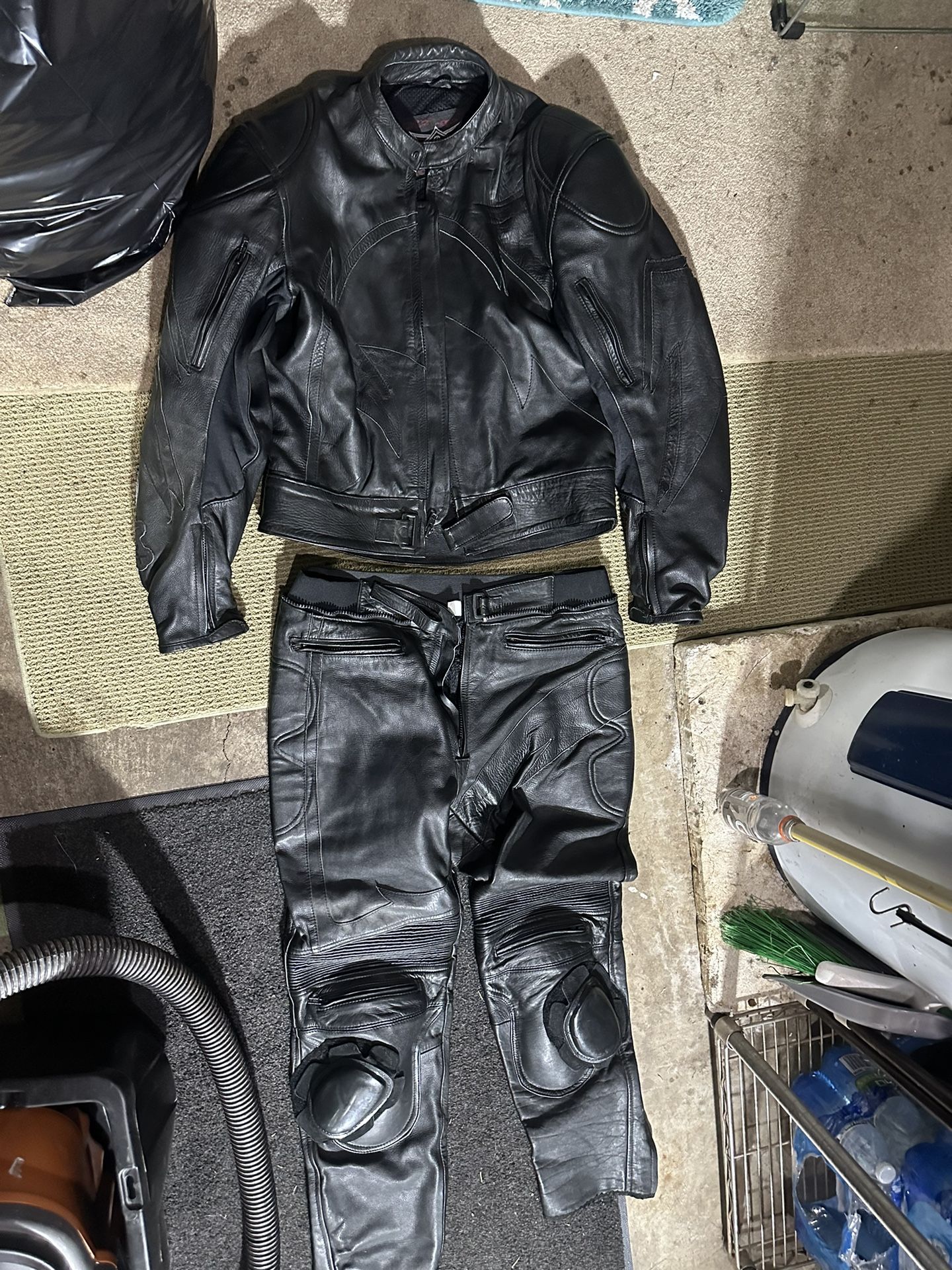 Leather Motorcycle Padded Jackets Pants