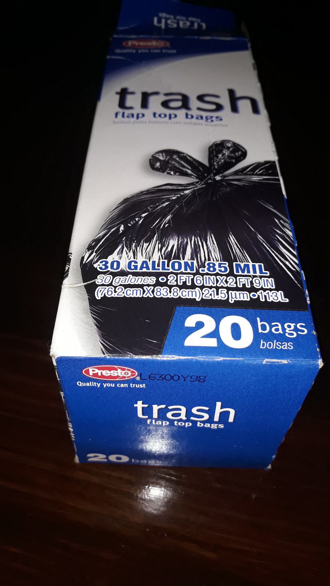 Presto Large Black Trash Bags (Box of 20)