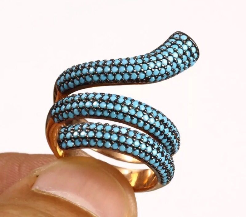 925 Sterling Silver, Turkish Turquoise Ring Size 9,8