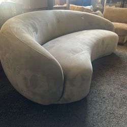 Large Grey Curved Soft Sofa