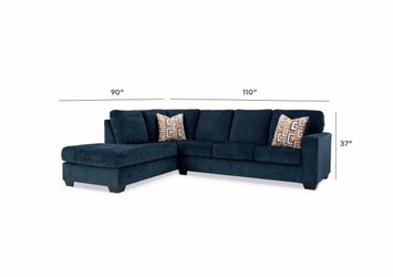Navy Blue Fabric Sectional Sofa with LAF Chaise