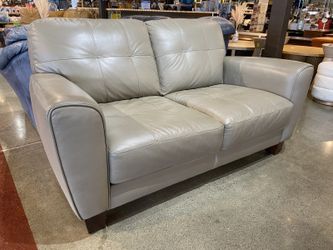 Paneled Cushion Design Leather Loveseat