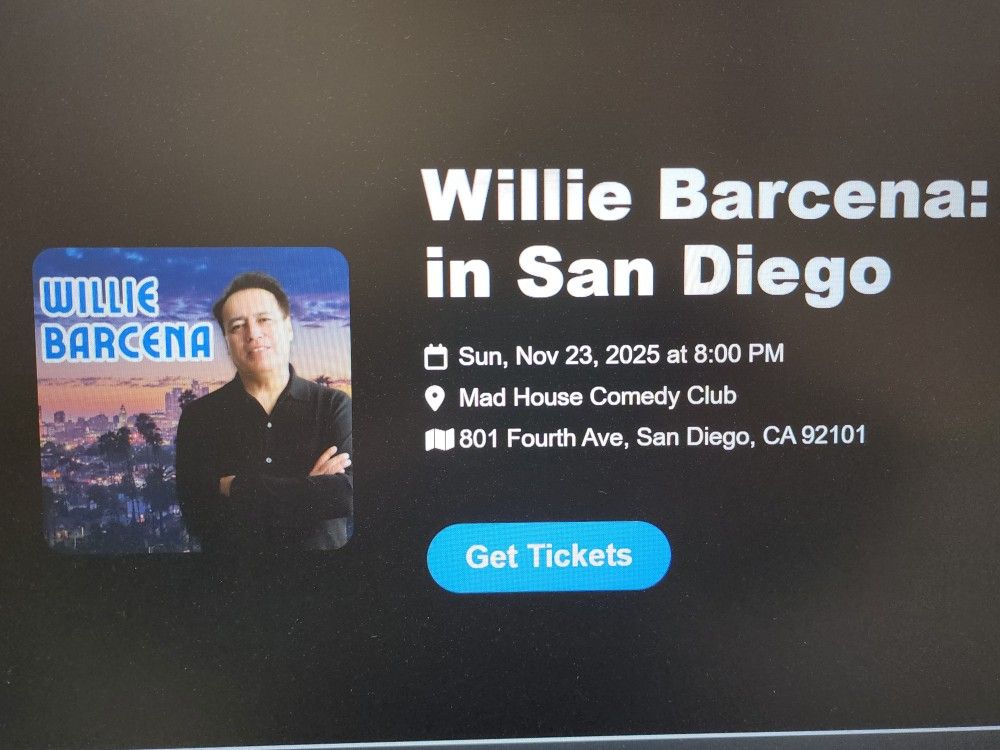 Willie Barcena live show San Diego