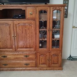 Real Oak Wood Entertainment Center