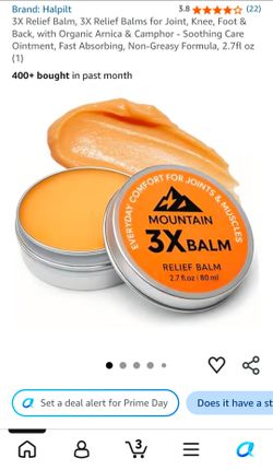 3X Relief Balm, 3X Relief Balms for Joint, Knee, Foot & Back, with Organic Arnica & Camphor
