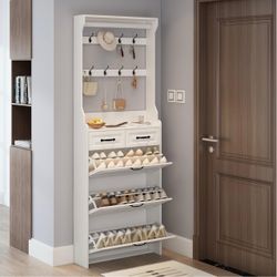 Tall Shoe Cabinet with Hangers