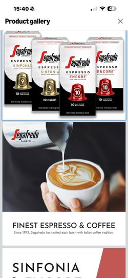 Segafredo Espresso Sinfonia & Encore 40 Nespresso Compatible Capsules