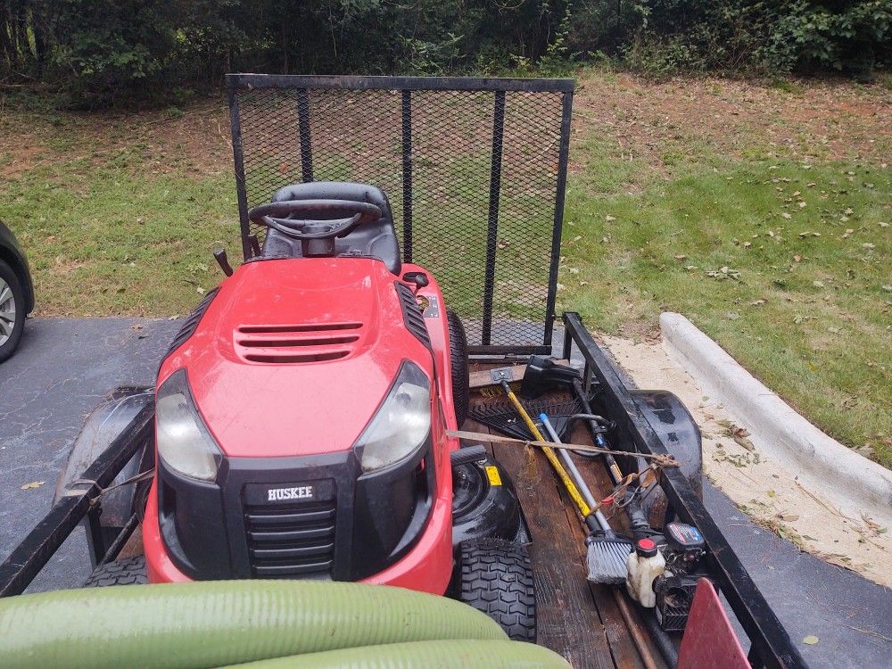Huskee Riding Lawnmower and Trailer