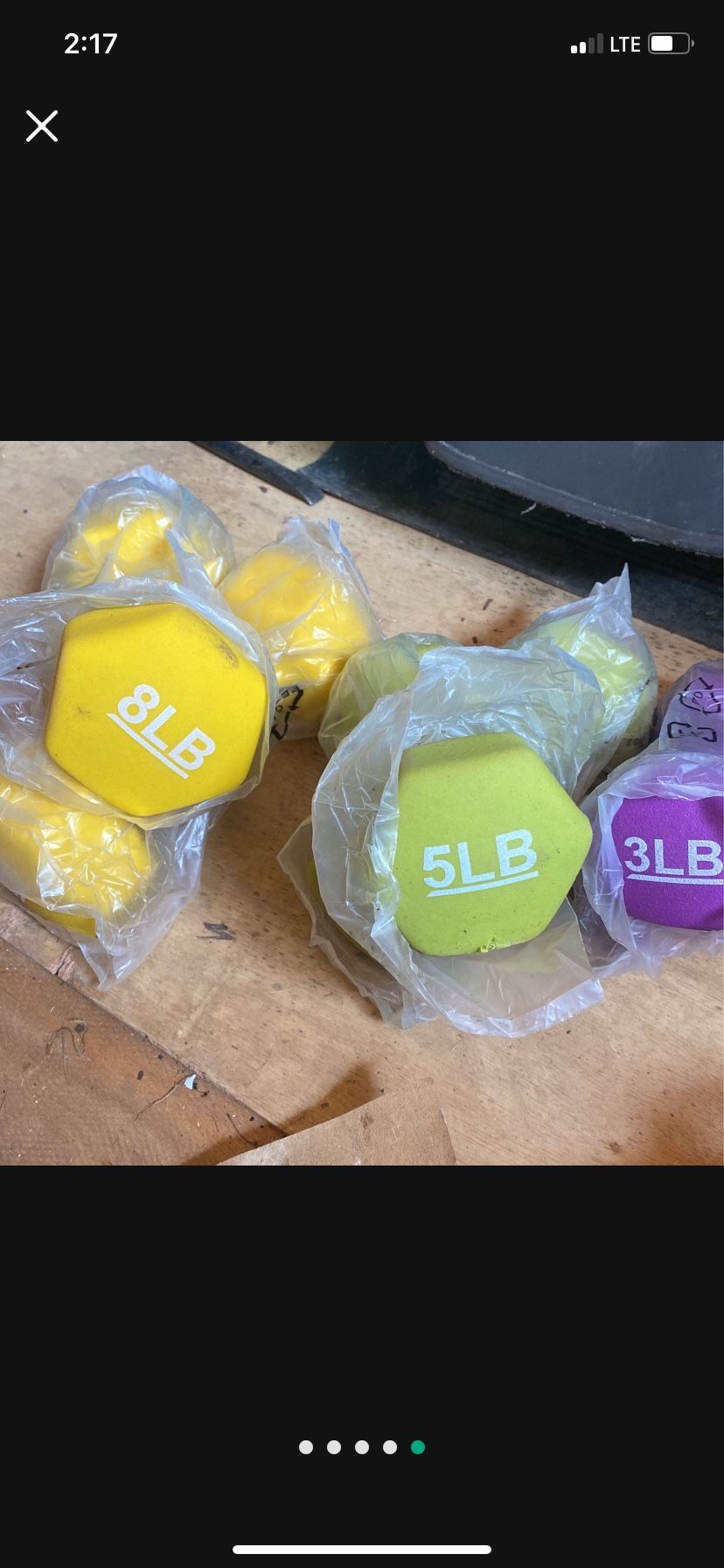Three Sets Of Exercise Coated Dumbbells Weighs Color Coated