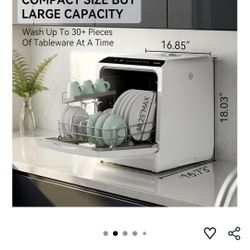 Hermitlux Table Top Dishwasher, Mini Countertop Dishwasher 