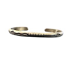 Neal Paquin Sterling Silver Stamped Cuff Bracelet - Native American Handmade