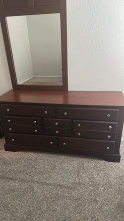 Wooden / Brown Dresser with Mirror