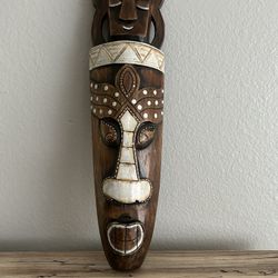 African Wooden Wall Mask Decor Hand